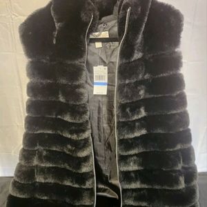 Michael Kors Faux Fur Vest Sweater Women's Xl, New With Tags